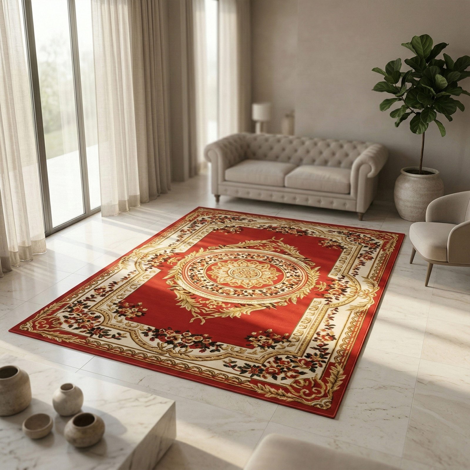 15 Luxury Turkish Design Carpet ( 2 x 4 Feet ) Red - Image 1